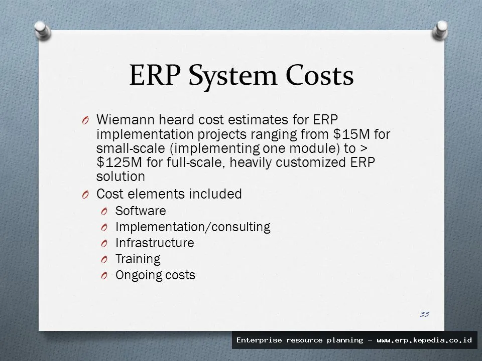 ERP system infrastructure cost breakdown